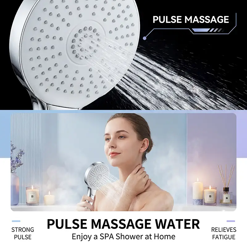 Chuveiro de mão quadrado ABS com botão de design de banheiro de fluxo ajustável