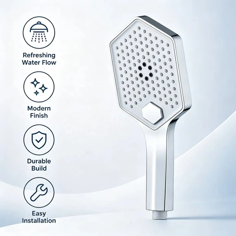 Chuveiro de mão em cascata com botão de design de banheiro